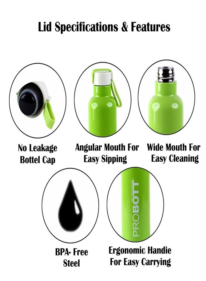 Probott Bang 600 ml Thermosteel Vacuum Insulated Double Walled Flask, Stainless Steel Water Bottle, Light Green |Screw Cap| Hot and Cold | Leakproof | Water, Tea, Coffee, Gym, College, Office, Travel - Image 4